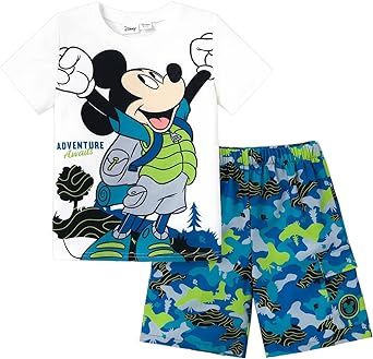 Disney Boys Kids Mickey Mouse Naia™ Shortsleeve Summer Holiday Tops Tee and Shorts Set 3Y-12Y
