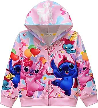 BFBYFDM Girl's Hoodie Stitchs Long Sleeve Soft Sweatshirt Graphic Hoody Kids 3D Cartoon Cute Pullovers Top Clothes For Girls