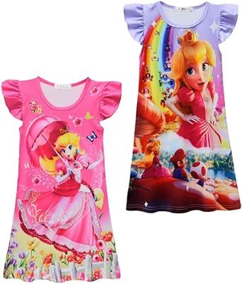 Girls' Dress Fashion Cosplay Game Cartoon Clothing 2-Pack Little Princess Dress Toddler Skirt 3-10Years