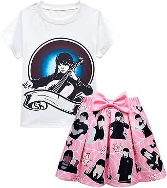 Oman nylon Girls Skirt Set Graphic T-shirt+Skirt Princess Birthday Dress For 3-10Years