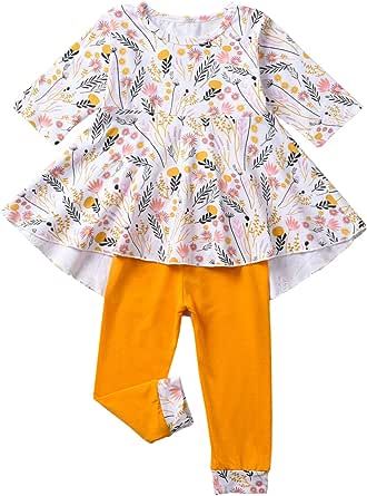 fioukiay Girl Fall Winter Clothes Toddler Girls Spring Outfits Baby Girl Floral Top with Pants Clothing Sets