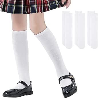 Durio 3 Pairs Knee High Socks for Girls School Uniform Socks Breathable Seamless Socks Long Socks for Girls Boys Kids