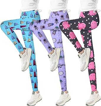 iLover Toddler Girls Cute Skinny Stretch Athletic Leggings Little Kids High Waisted Yoga Pants Ankle Length