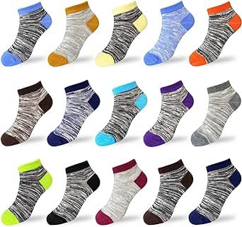 Tsmollyu 15 Pairs Kids Low Cut Socks Half Cushion Sport Ankle Athletic Socks for Boy Girl