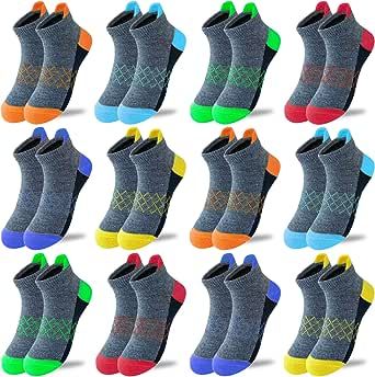 JAMEGIO Boys Socks 12 Pairs Ankle Athletic Sock Half Cushion Low Cut socks for Little Big Kids